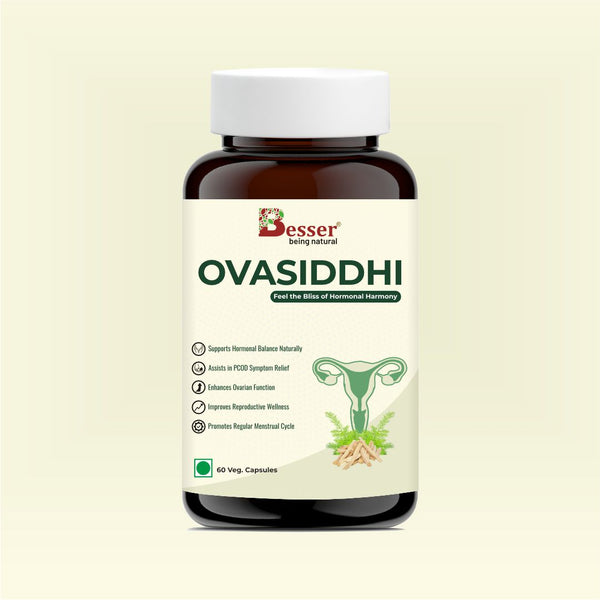 Besser Ovasiddhi – Feel the Bliss of Hormonal Harmony | Natural PCOS & Hormonal Balance Capsules for Women | Supports Ovarian Health, Cycle Regularity & Reproductive Wellness | 60 Veg Capsules