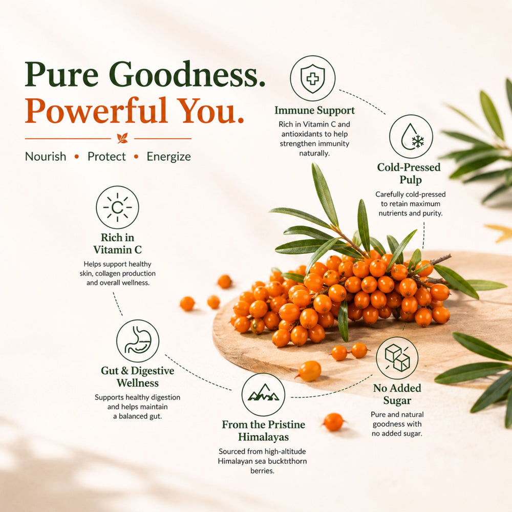 Besser Seabuckthorn Juice | 100% Natural Himalayan Superfruit | Rich in Antioxidants, Omega & Vitamins | Immunity & Skin Health Booster – 300ml