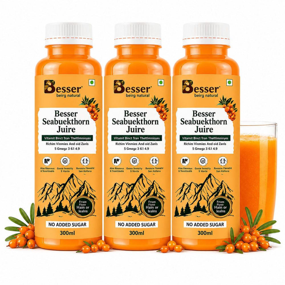 Besser Seabuckthorn Juice | 100% Natural Himalayan Superfruit | Rich in Antioxidants, Omega & Vitamins | Immunity & Skin Health Booster – 300ml
