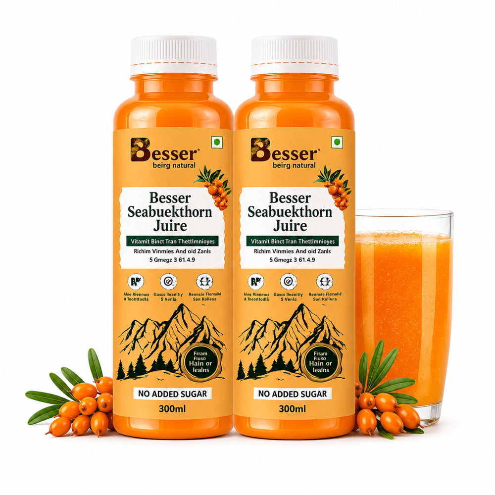 Besser Seabuckthorn Juice (300ml) - Pack of 2 | 100% Natural Himalayan Superfruit | Rich in Antioxidants, Omega & Vitamins | Immunity & Skin Health Booster