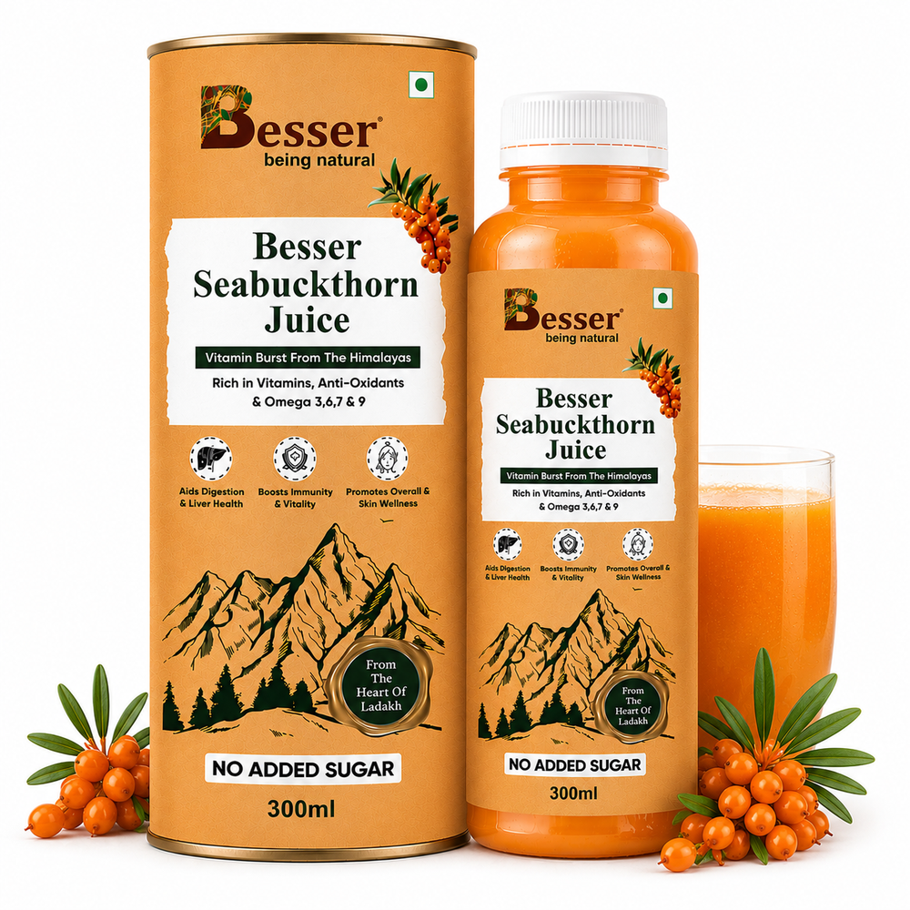 Besser Seabuckthorn Juice | 100% Natural Himalayan Superfruit | Rich in Antioxidants, Omega & Vitamins | Immunity & Skin Health Booster – 300ml