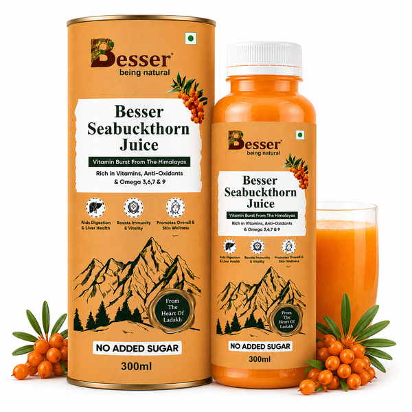 Besser Seabuckthorn Juice | 100% Natural Himalayan Superfruit | Rich in Antioxidants, Omega & Vitamins | Immunity & Skin Health Booster – 300ml